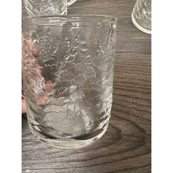 Luminarc USA Heavy Clear 3D Glass House Christmas Mugs 10 oz Set of 4 Vtg 80's - Picture 7 of 15